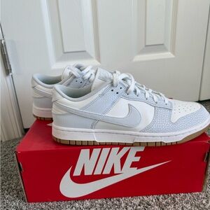 Nike Women’s Dunk Low White and Grey Sneakers, size 10.5